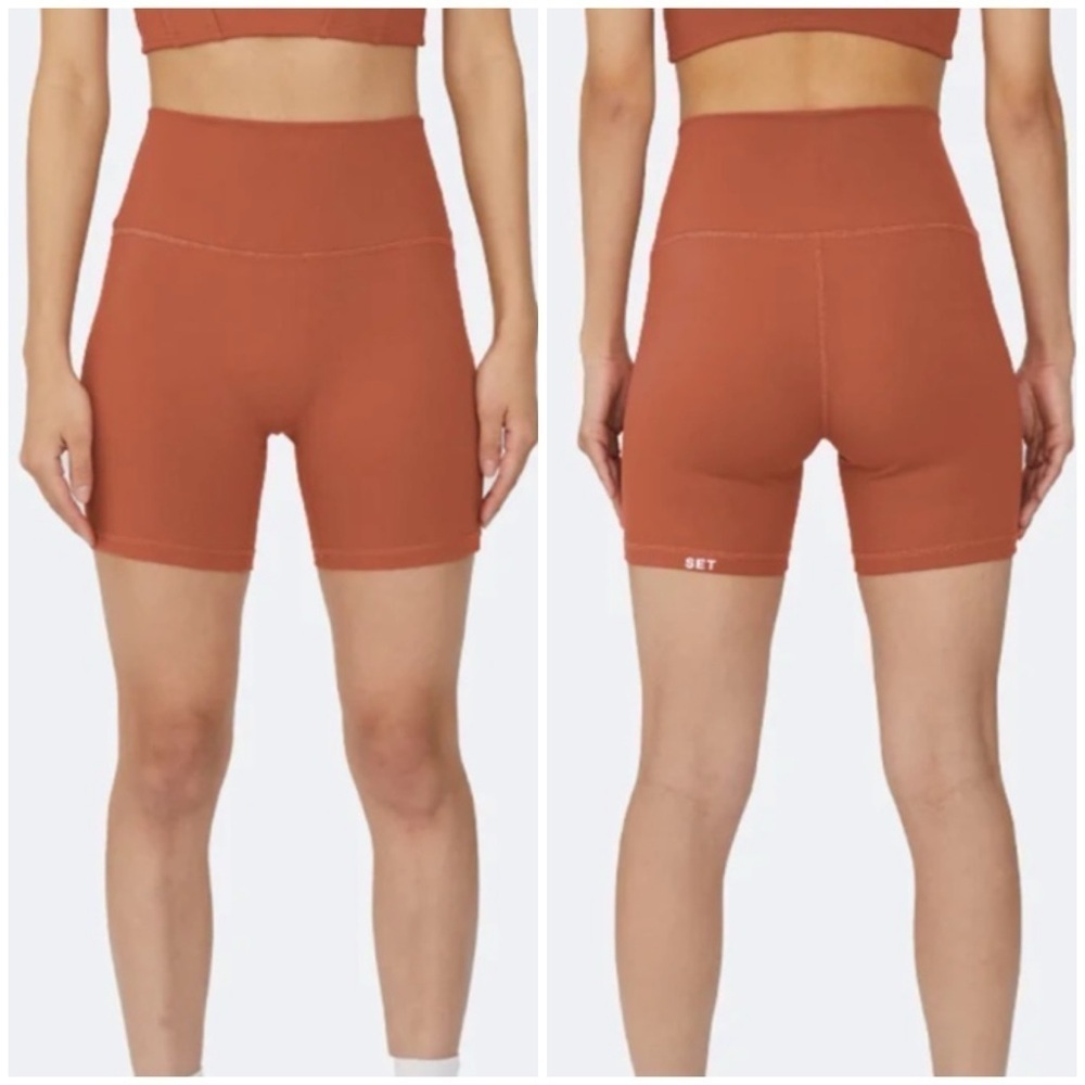 SET Active Luxform Bike Biker Shorts Terracotta Coral Size Large Activewear Gym